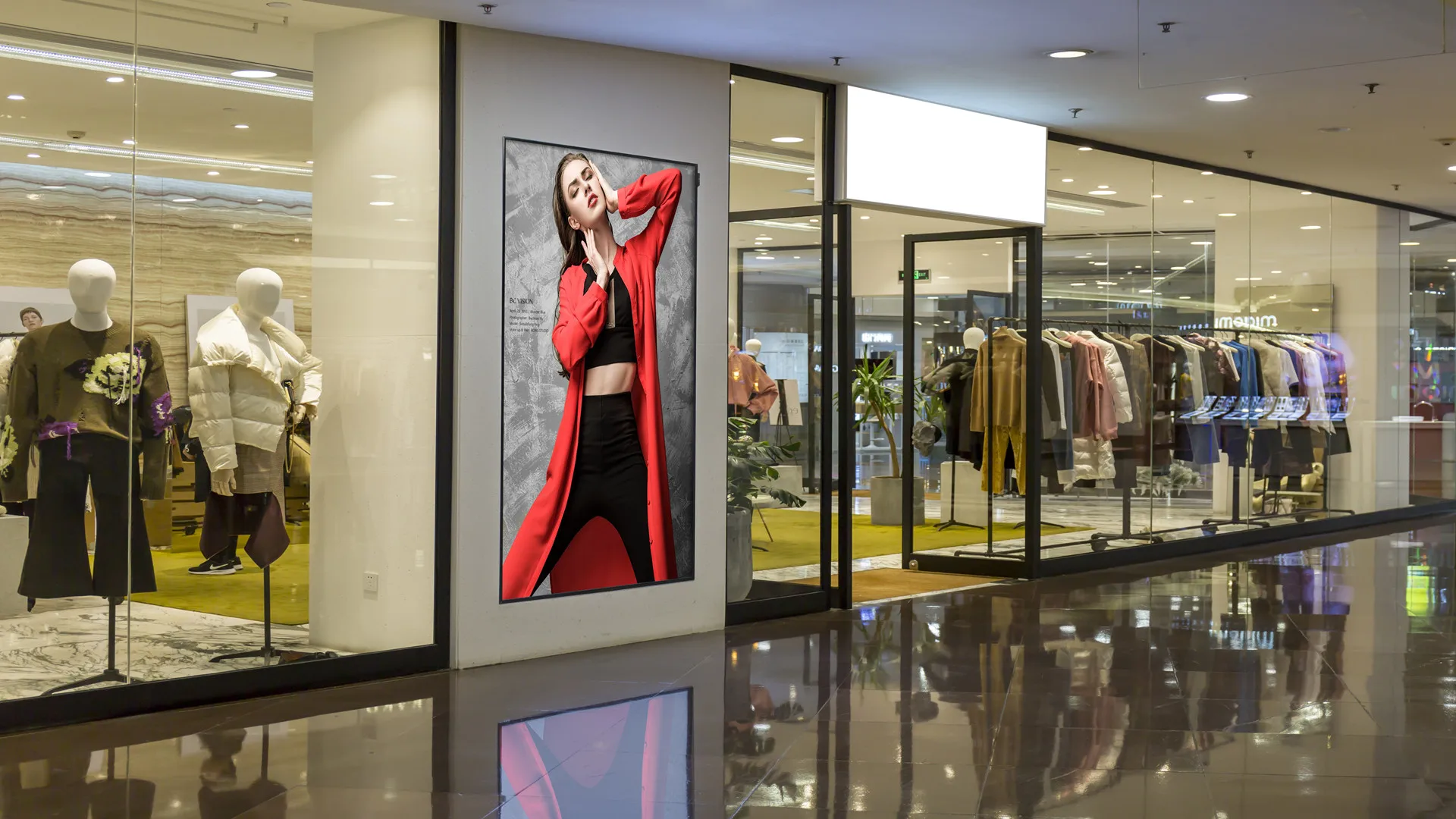 55inch 4K 3000cd  digital window display outdoor signage, indoor digital advertising display, shops along use monitor