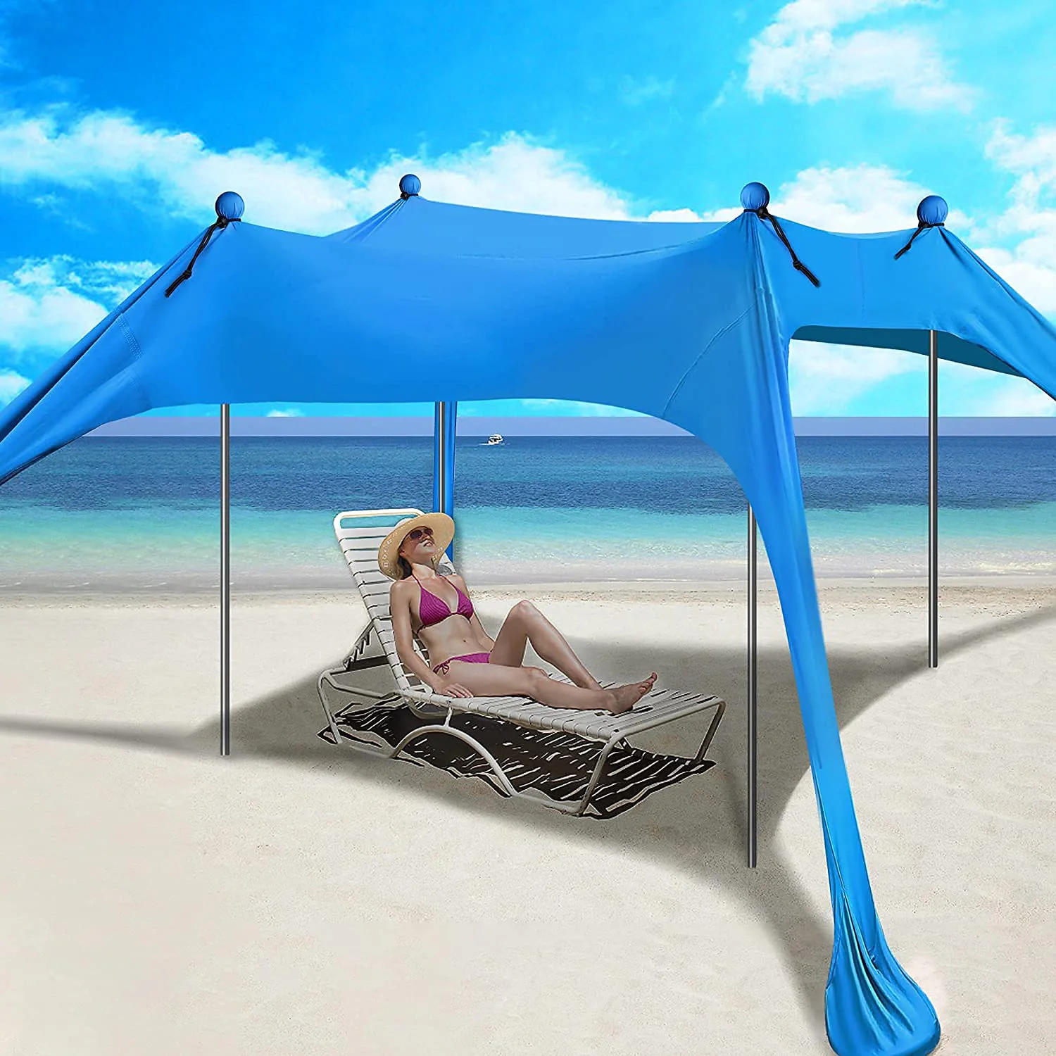 

Beach Tent Ground Pegs and Stability Poles Outdoor Shade for Camping Automatic Pop up beach tent