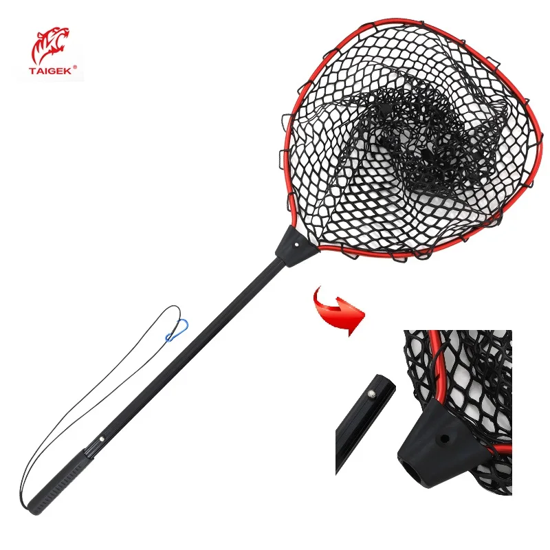 

TAIGEK non telescopic Detach Fishing Net with Fishing Lanyard Fish Net Telescopic Handle for Fish Catching Releasing Landing net