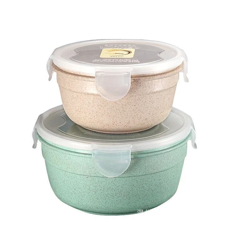 

2021 Hot Selling Leak Proof Wheat Straw Box Customized Plastic Lid Storage Food Container, Beige/pink/green/blue