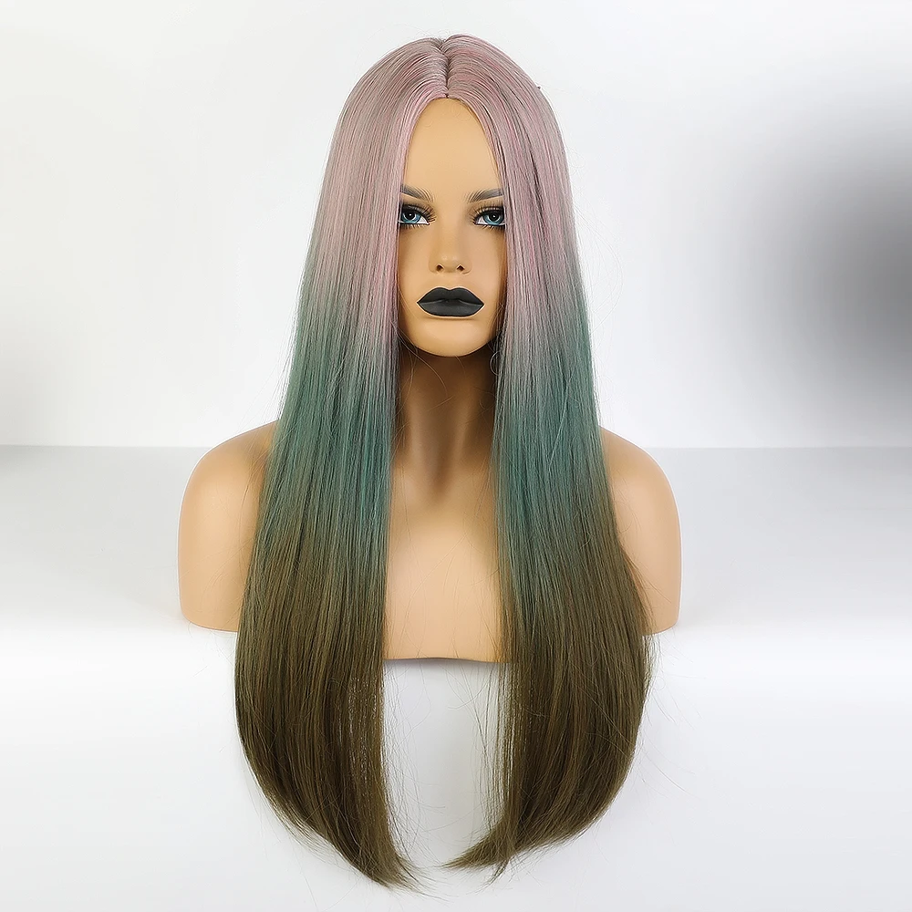 

Wholesale Hot Sale Cheap Nature Synthetic Hair Wigs Synthetic Fiber Wigs Gradient Color Wigs