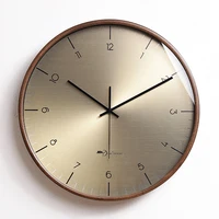 

Big modern wall clock wood round luxury custom aluminum printing face home hotel decoration