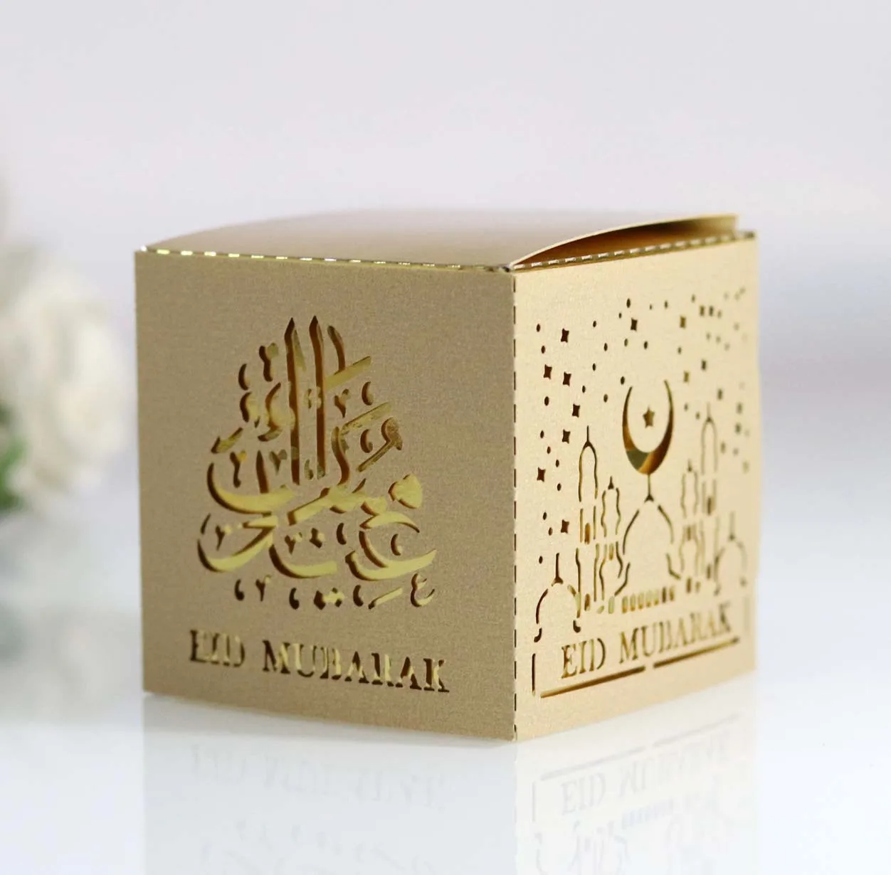 50pcs Glücklich Eid Mubarak Candy Box Ramadan Dekorationen Diy Papier