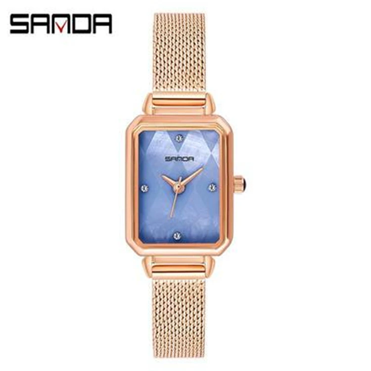 

SANDA Starry Sky Women Watches Ladies Square Wristwatch Clock Rose Gold Milanese Mesh Band Quartz Watch