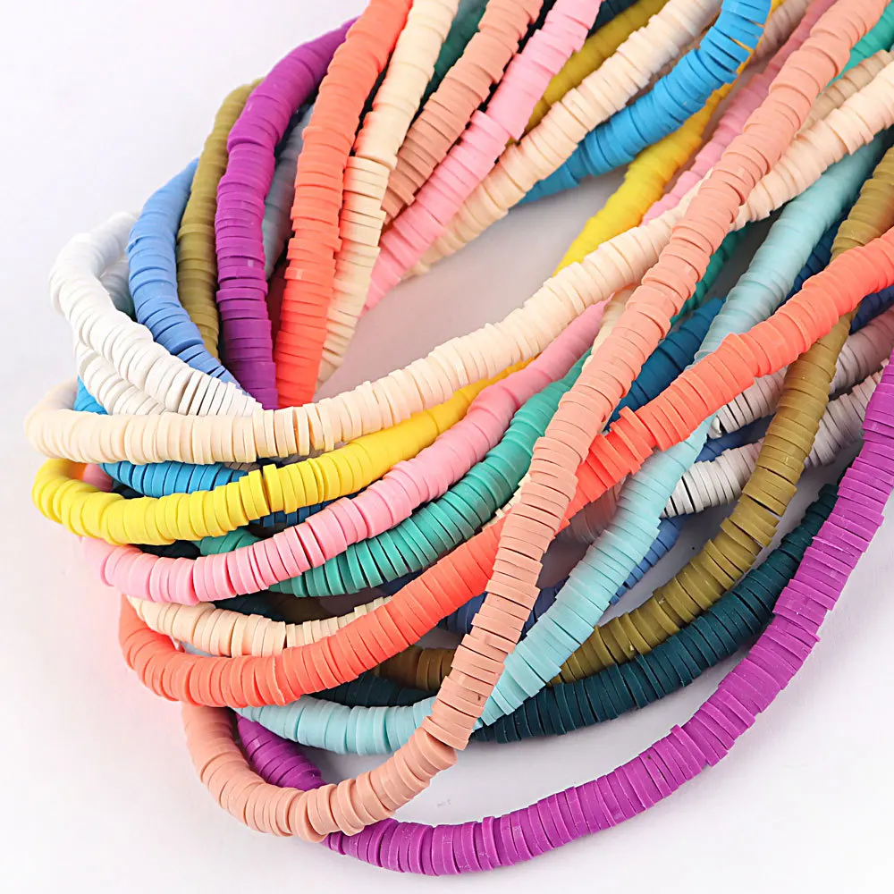 

6mm 350PCS DIY Handmade Polymer Clay Beads Round Colorful Clay Disc Spacer Beads Bulk for Necklace Bracelet Jewelry Making, 32 colors
