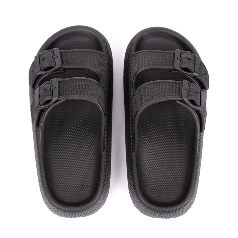 

Pillow Slides 2021 New Design Double Buckle Thick Sole Bath Slipper Soft Platform Flip Flops Slippers for Women, As picture or custom