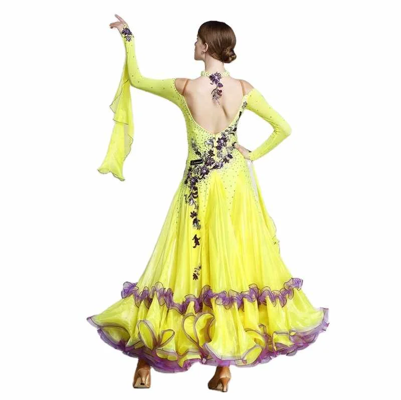 

Top sale yellow ballroom dance dress