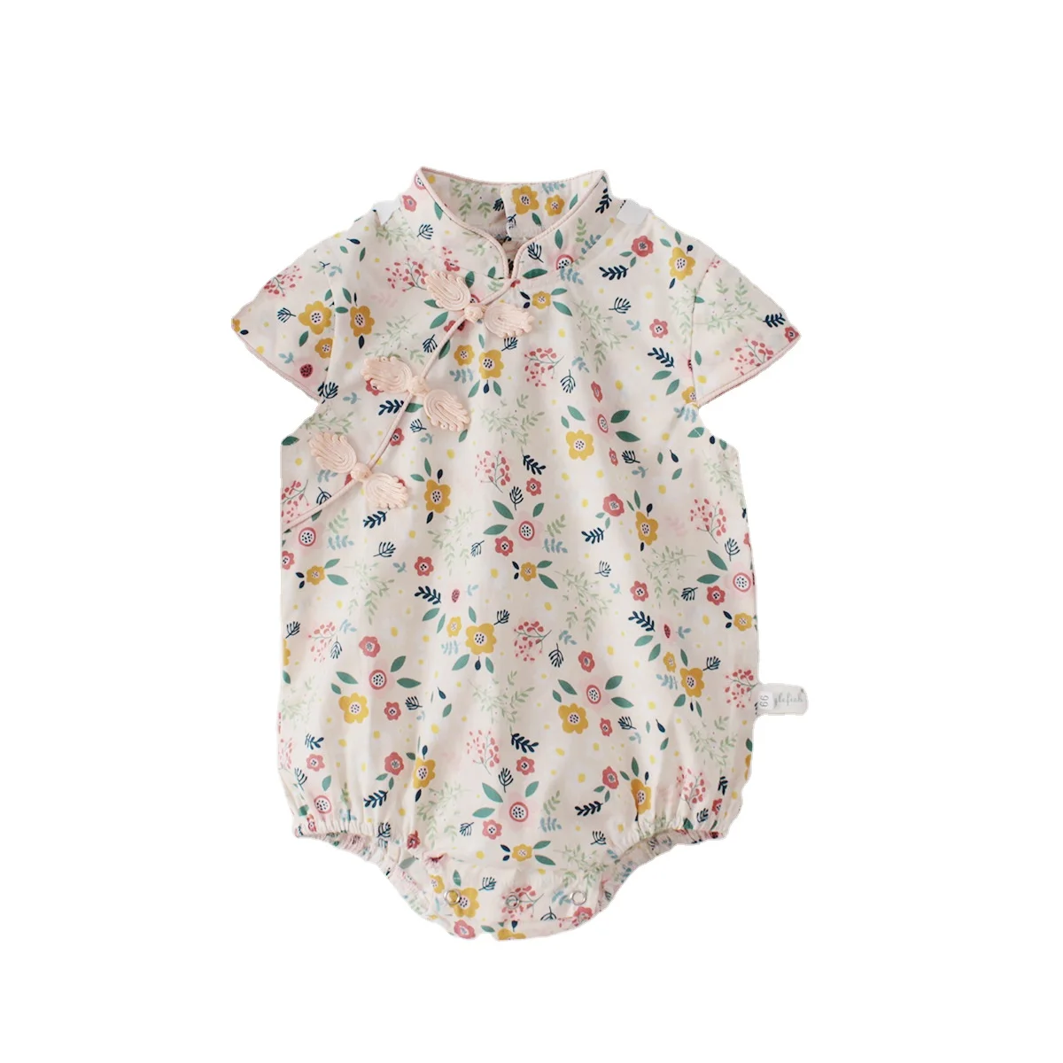 

Chinese style baby Qi robe cotton sleeveless one-piece romper