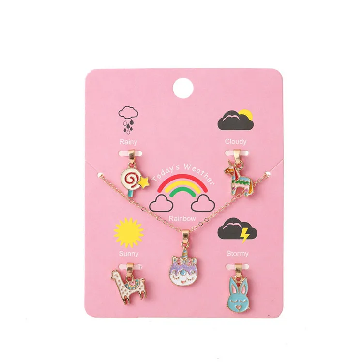 

Sweet and popular children's necklace jewelry flash lollipop alpaca pendant can be exchanged DIY pendant necklace, Picture shows