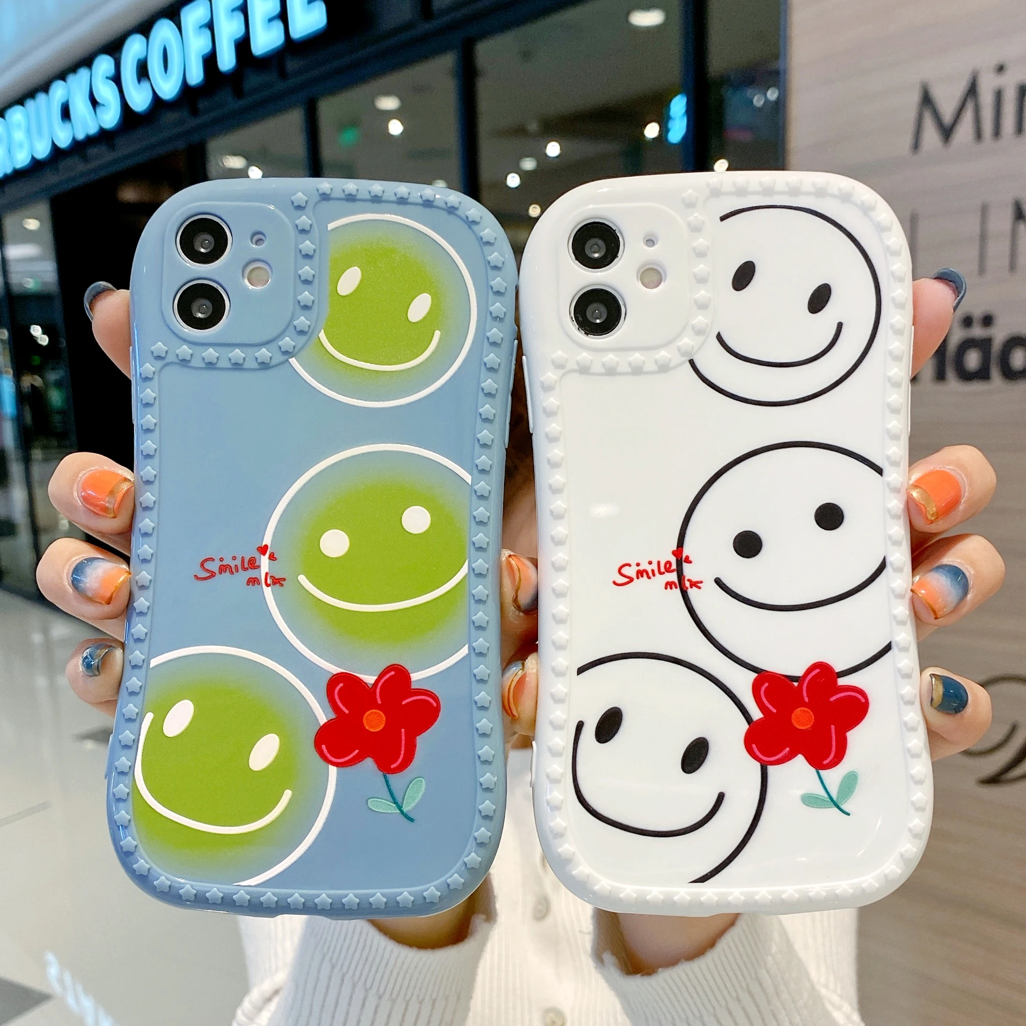

Cute Cartoon Smile Soft TPU IMD Case Cover For Apple iPhone 6/7/8 7P 8PX 8 xs max 11 11 pro 12 Mini Max Cover Case