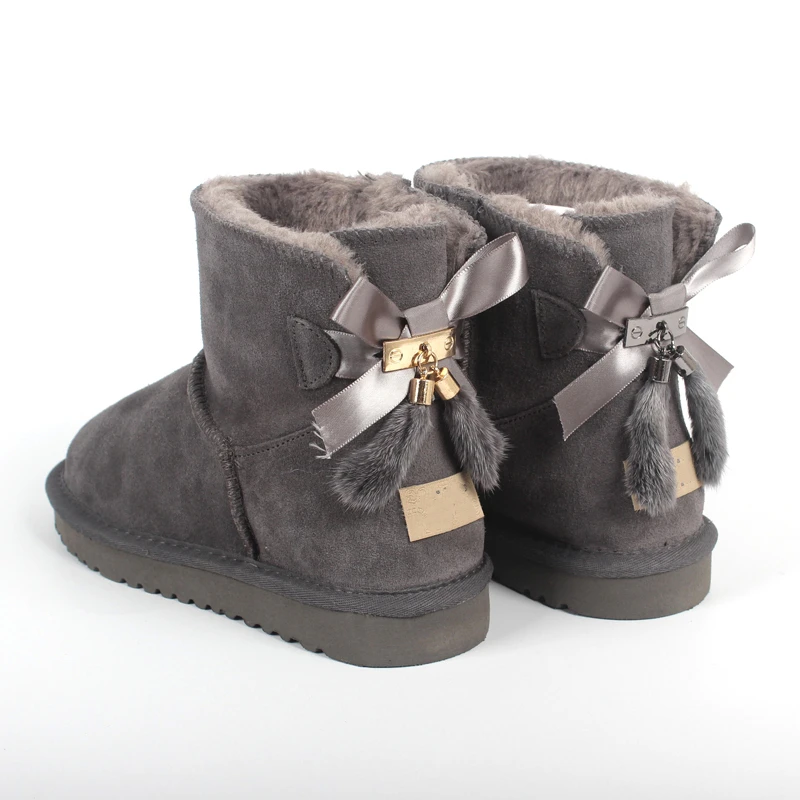 

Hot Style Bow Girl Winter Snow Boots Outdoor Warm Boots Casual Wool Boots For Women