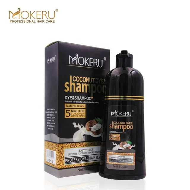 

Mokeru 500ml coconut oil Black Hair Dye Shampoo 10 Minutes Fast Color Hair 2 in 1 Dye Cream form Dye Cream Shampoo, Black, light brown, dark brown, wine red, grape red