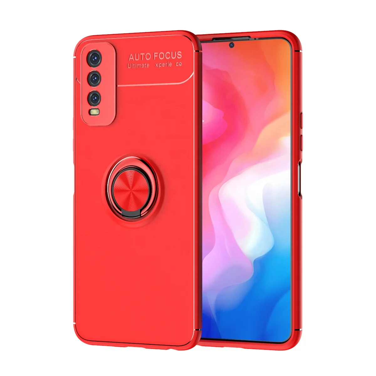 

Shockproof Kickstand Elastic TPU Mobile Phone Case for VIVO Y20 with 360 Ring Holder, Multiple colors