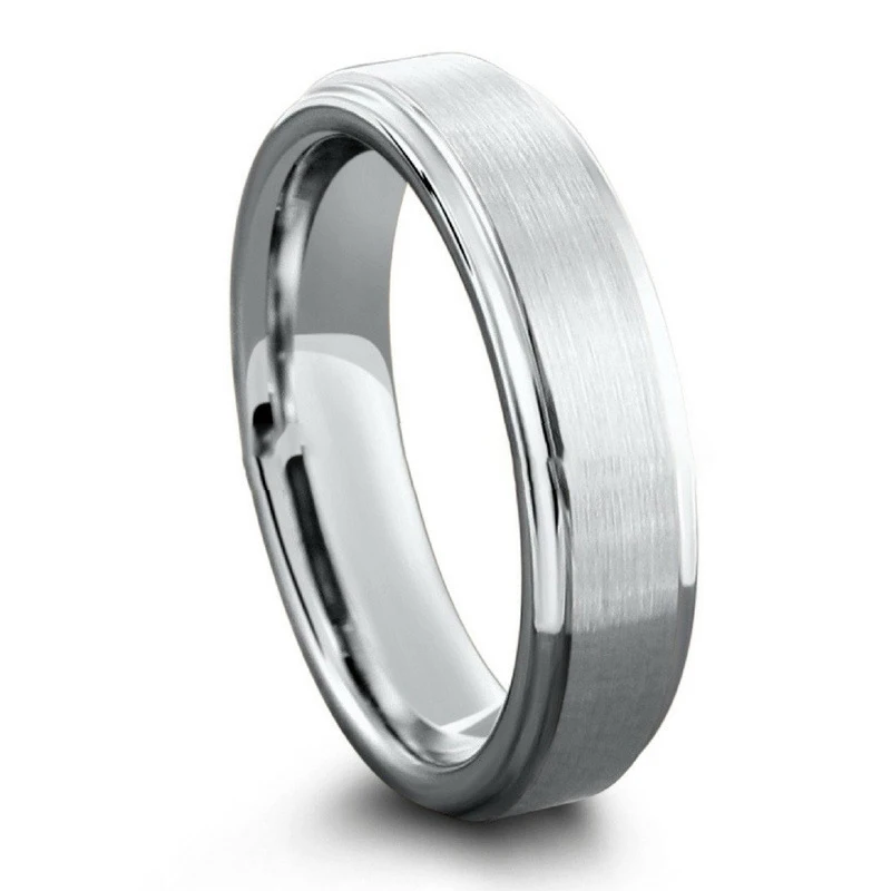 

Hot Selling Men Simple Plain Natural Color Tungsten Steel Ring Casual Trendy Engagement Tungsten Carbide Ring, Natural colour