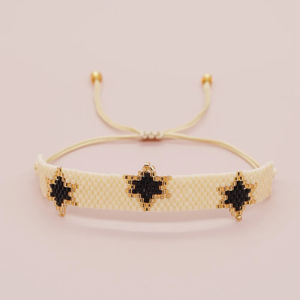 

Go2boho European And American Bohemian Style Jewelry Japanese Rice Beads Pure Hand-woven Six-pointed Star Women's Bracelet