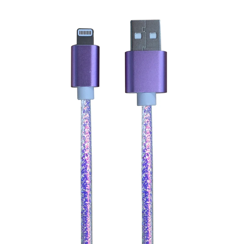 

2021 new colorful Crystal casing MFI certified cable USB data charging cable for 12 / 11, Black/white/oem