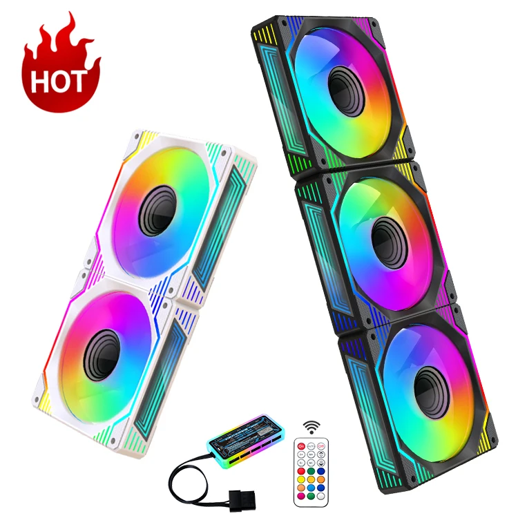 

2023 New Design Factory Gaming ATX PC Case RGB Fan 120mm Fans Cooling Computer Towers CPU Cooler Server Air ARGB Fan For Desktop