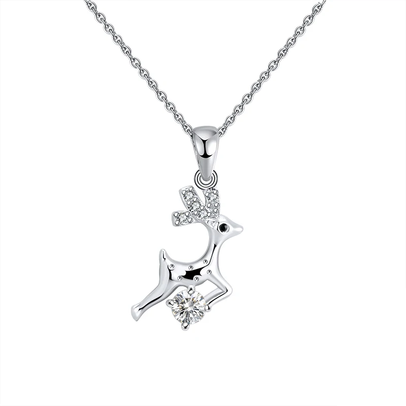 

RINNTIN SN172 Christmas Series Necklace 925 Sterling Silver Reindeer Lucky Pendant Necklace