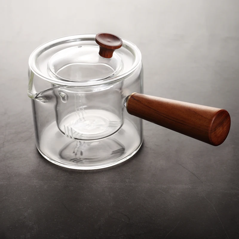 
borosilicate glass heatable tea cup sets with tea pot 