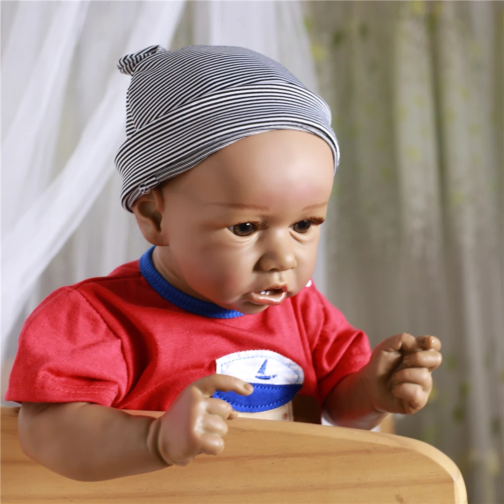 Inch 50 Cm Bebe Reborn Baby Doll Boy Doll African American Dolls With Headband Hat Buy Bebe Rebirth Baby Doll Doll Baby African American Dolls Product On Alibaba Com