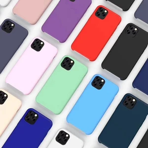 Liquid silicon case for iPhone 11 pro mobile phone soft microfiber cover for iPhone xi 2019 apple logo silicone case