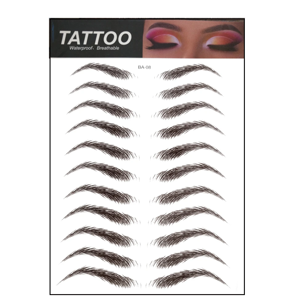 

5% Discount Hot Sell Popular Waterproof Cosmetic Womens Different Size Fake Eyebrow Tattoo Stickers, Cmyk
