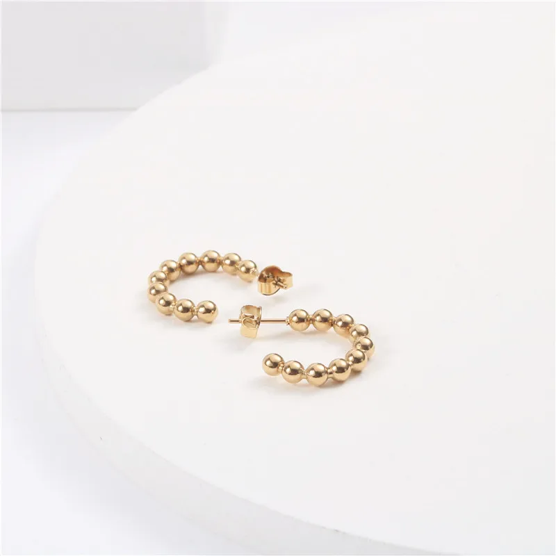 

JOOLIM High End 18K Gold Plated Stainless Steel Bead Hoop Earring Trendy Earring Wholesale
