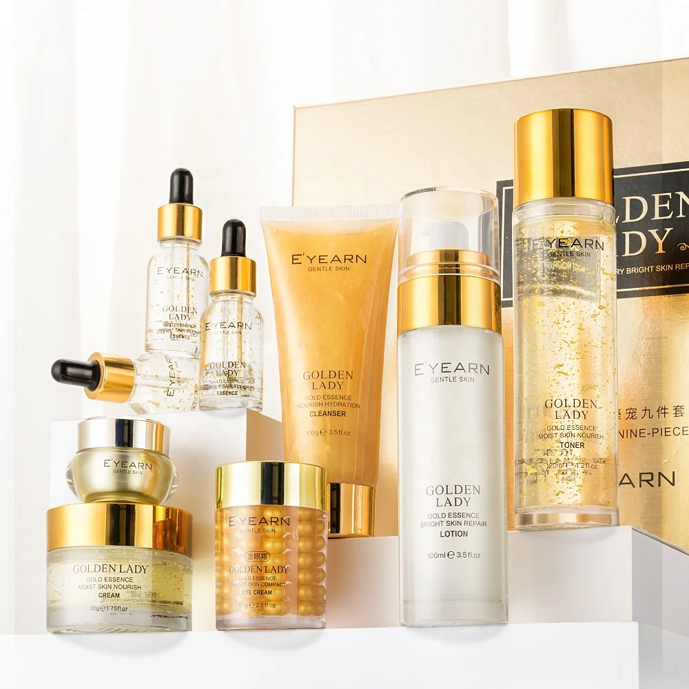 

EYERAN Golden Lady Skincare Kit Skin Hydrating Anti-Aging 24k Gold Set Skin Care Products Private Logo