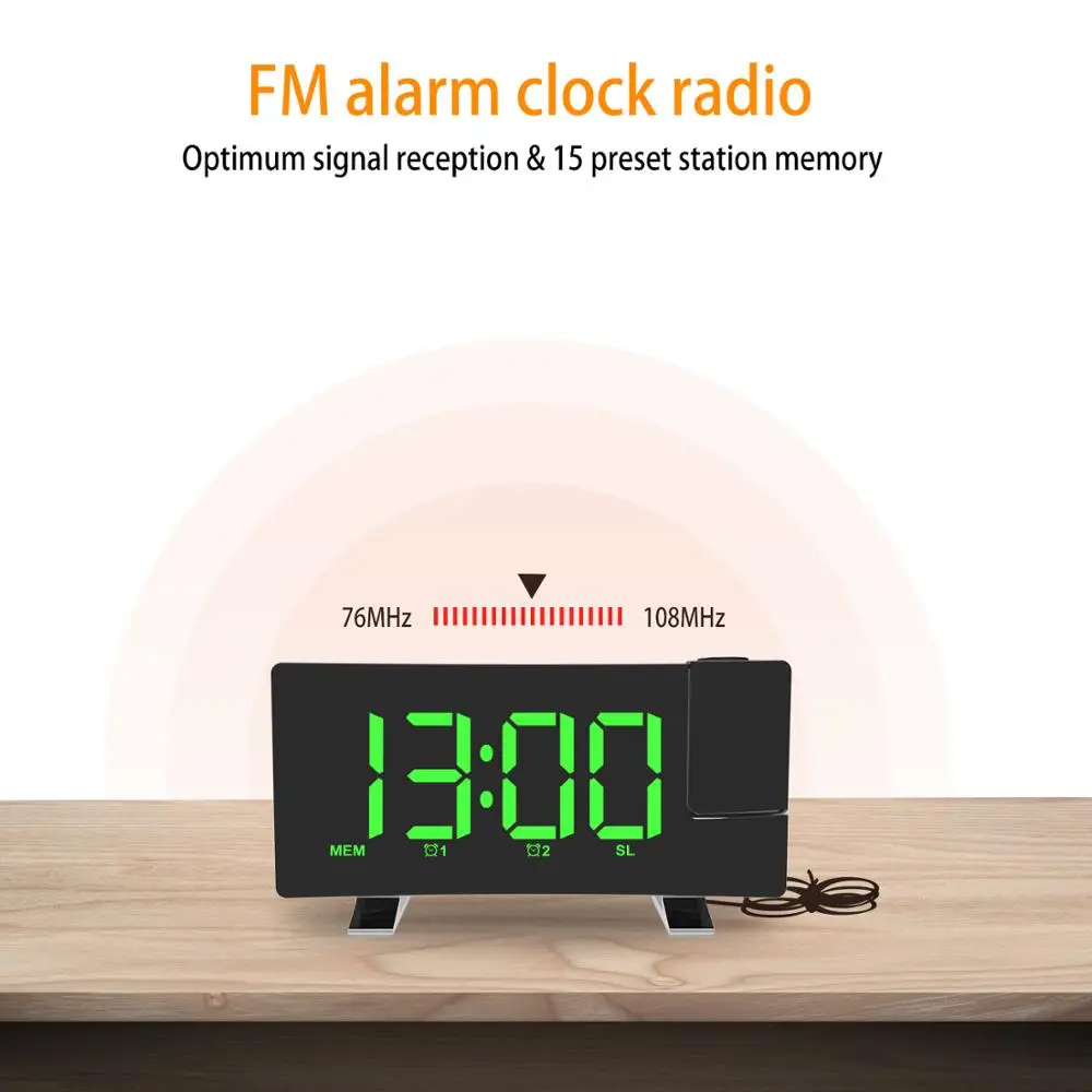 
New For Black Friday Digital LED Projection Table Alarm Clock With Radio USB 