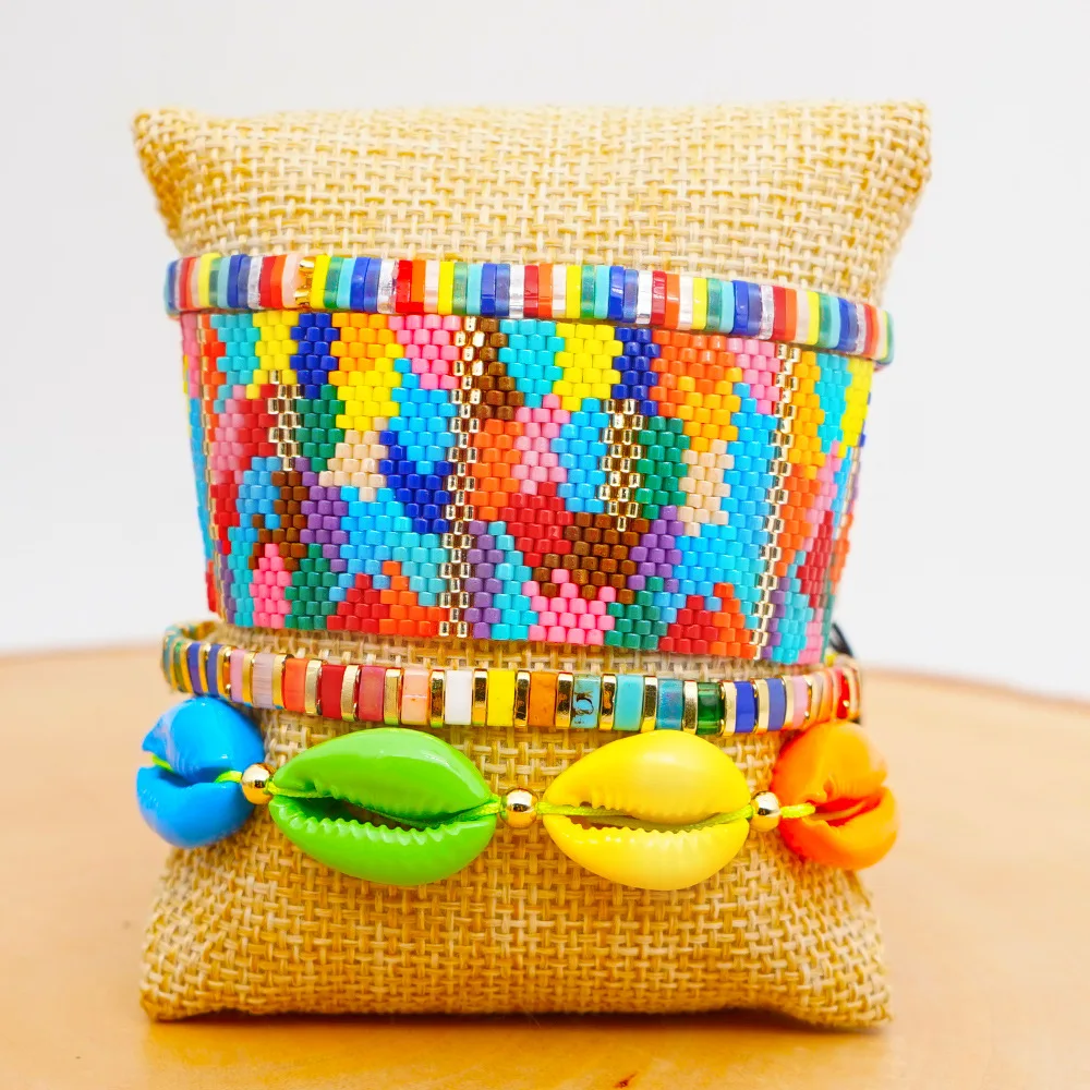 

Hesiod Colorful Rainbow Shell Bracelets Miyuki Tila Seed Beads Bracelets for women