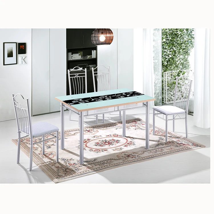 YuKai luxury Tempered glass & wooden table dining room sets 1 table and 4 chairs NYKD-A20-2-B20