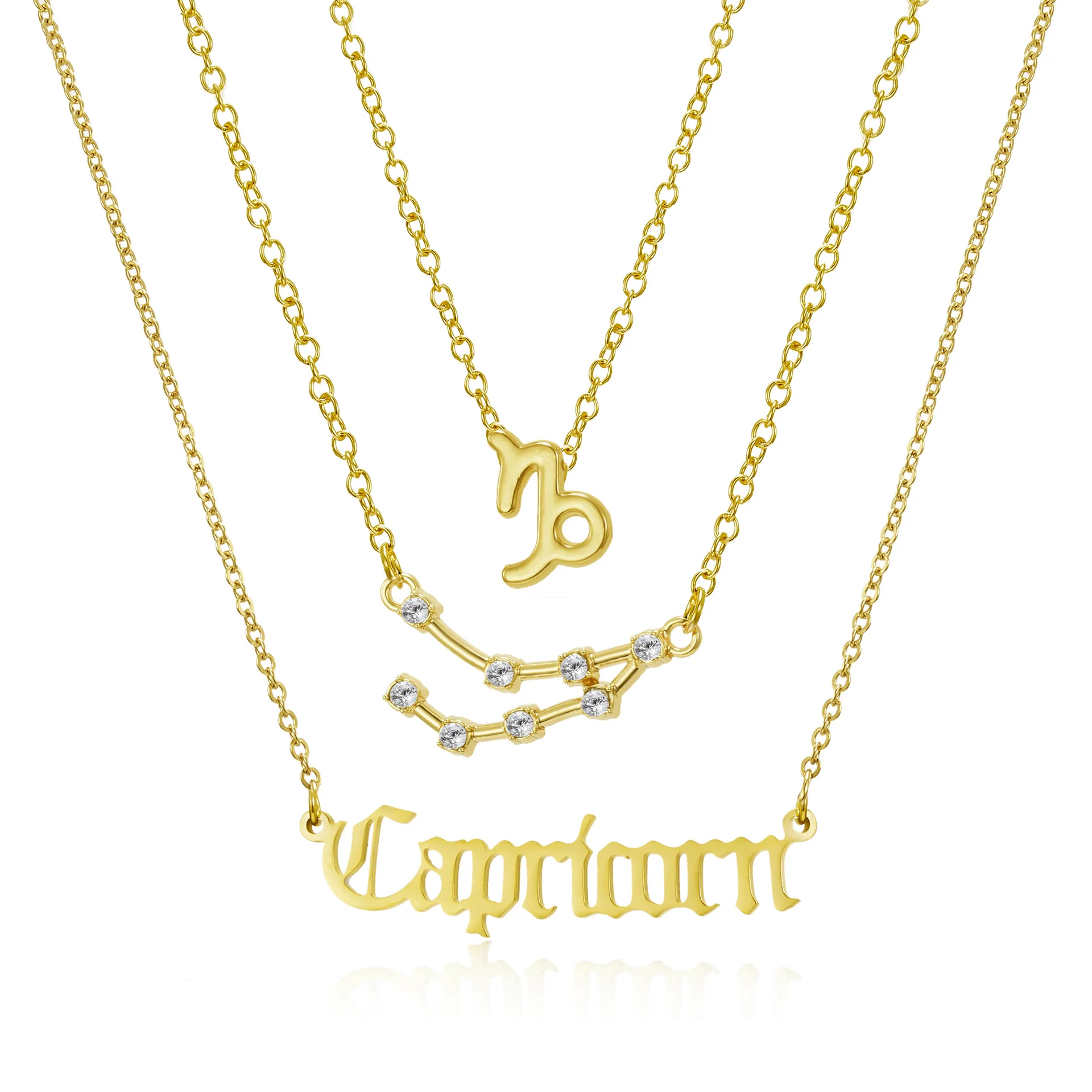 

Symbol Starry Sky Pendant Jewelry Personality Nameplate Horoscope Necklace Twelve Zodiac Necklaces Three Piece Set