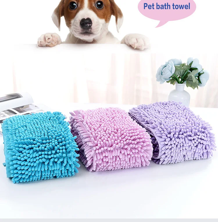 

Pet Drying Towel Ultra-absorbent Dog Bath Towel Blanket Fiber Chenille Puppy Dog Clean Towel Pet Product Dog Blanket, Solid color