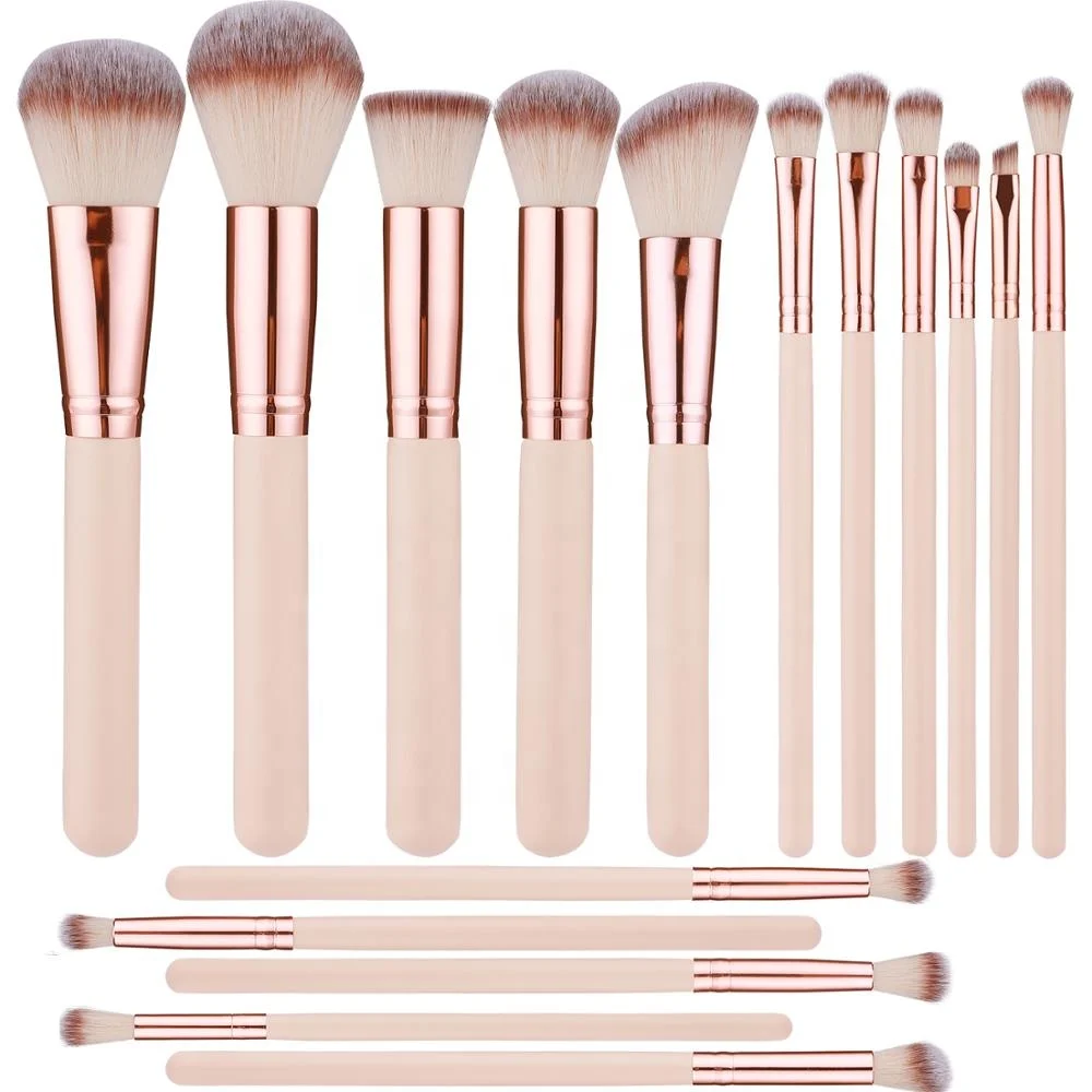 

BS-MALL Premium Synthetic Makeup Brushes Set 16pcs Pink Face Cosmetic Tools Makeup Brushes Private Label Set