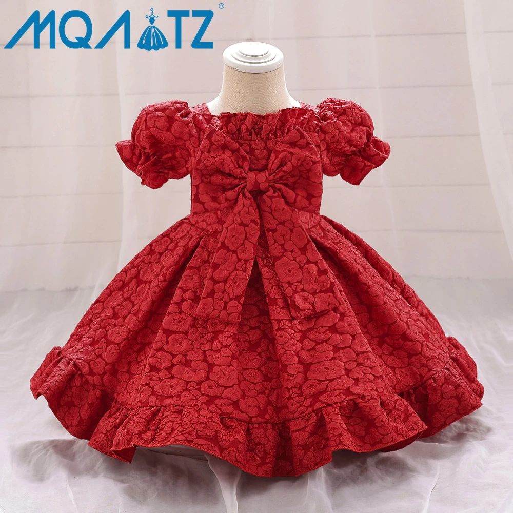 

MQATZ Short Sleeves Baby Girl Party Birthday Dress 1 Year Kids Fancy Dress