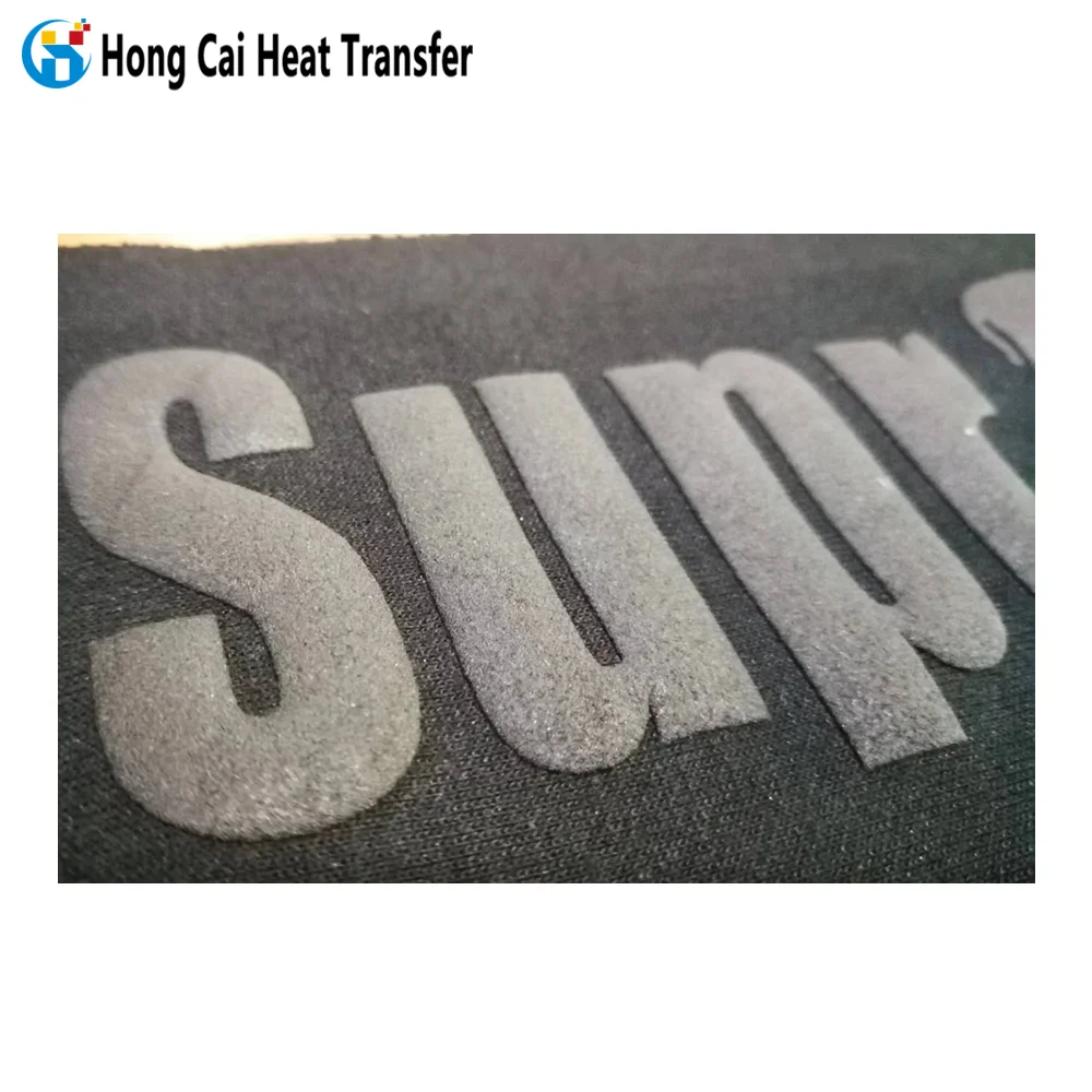

Hongcai 3D puff heat transfer vinyl vinyl roll foam print transfer free design puff heat transfer printing
