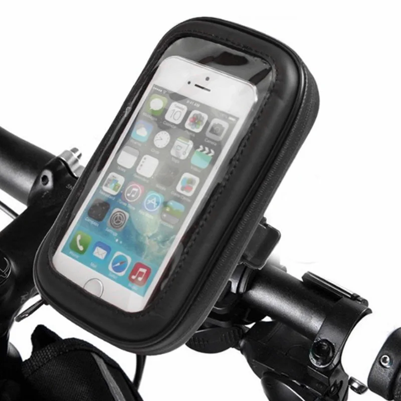

Waterproof Bicycle Handlebar Cell Phone Bag holder Bike Mount Mobile Phone Holder Bag For Bike Spin Bike Phone Holder, Black