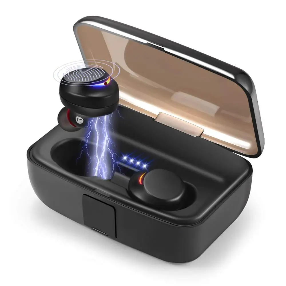 IPX8 Waterproof Wireless Earbuds with Touch Sensor 3000mAh Battery Built-in Dual Microphones BT5.0 Deep Bass