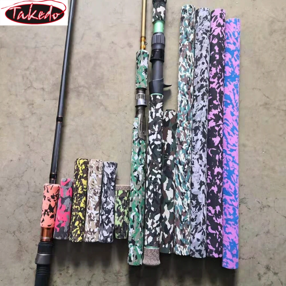 

TAKEDO Stock Purple Fishing Rod Buildings Straight Camouflage EVA Foam Handle Hand Grip Components For Fishing Rod