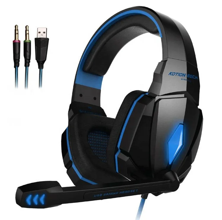 

G4000 3.5mm/USB Wired Headphones Gaming Headset with Mic, Red/blue