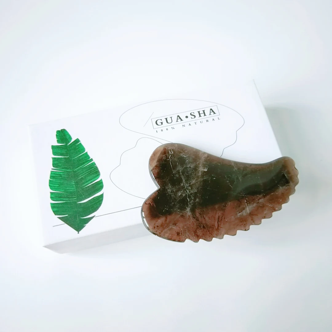 

High quality jade smoky quartz stone board custom face spiky heart gua sha scraping massage tool