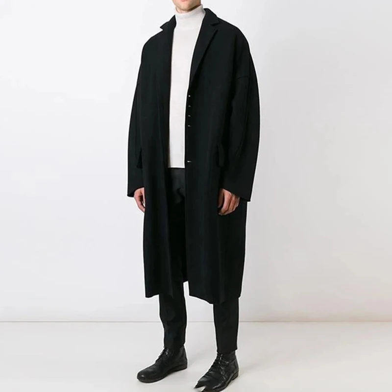 

Men's Long Coat Black Coat Casual Loose Simple Fashion Men's Coat Oversized Black
