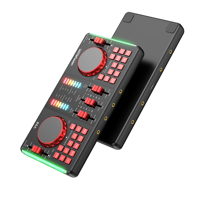 

Professional Recording Soundcard V98 Personal Entertainment Streamer Studio Microphone Live Sound Card Set, Black