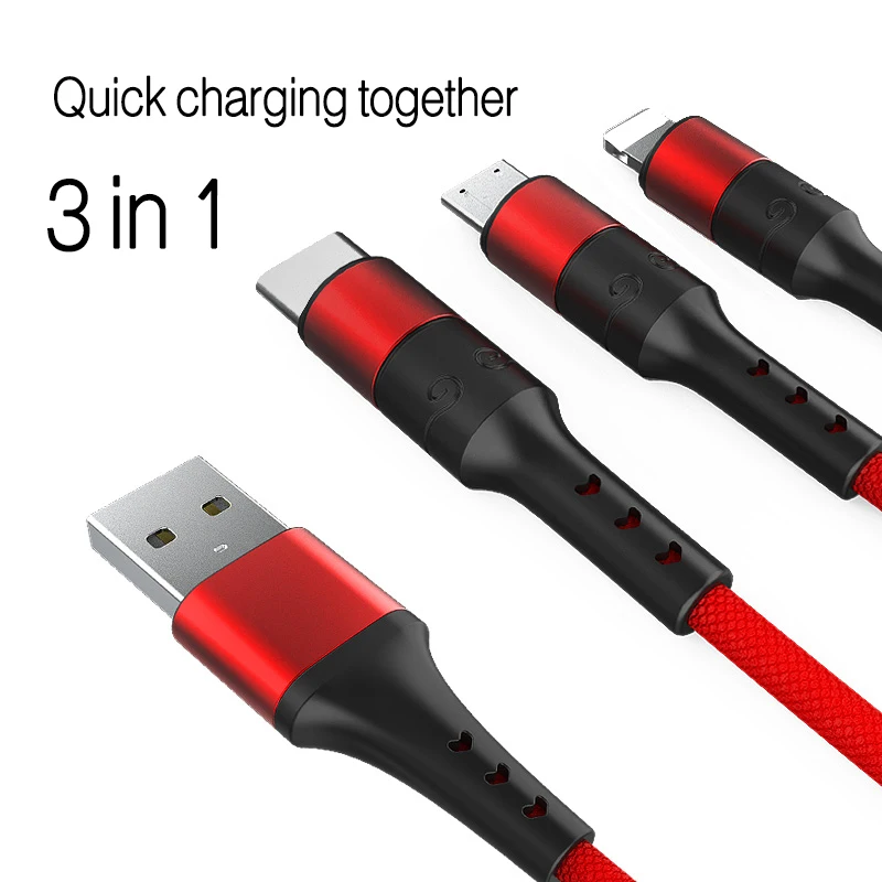 5A Fast Multi Charger Cable Universal USB Charging Cable with Micro USB Type c Port Cable for 8-PIN Most Android Phones - ANKUX.COM