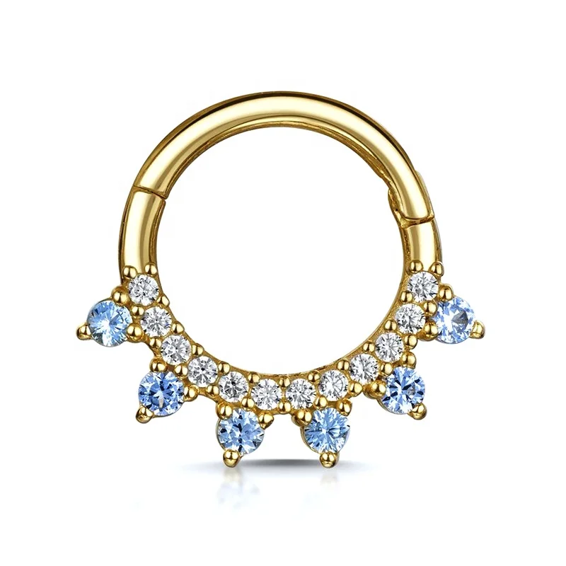 

Milskye 925 Silver Plated 18K Gold White Zirconium Sapphire Pave Clip-on Earrings Dangle Nose Ring