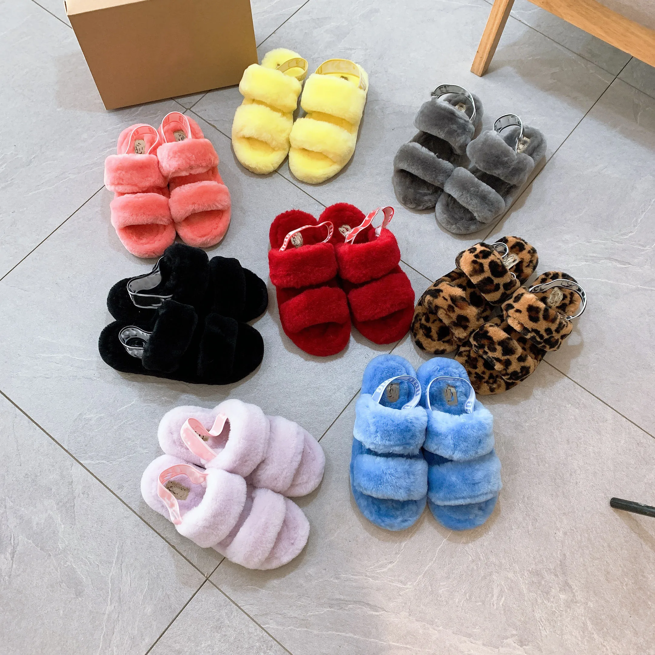 2020 Hot Sale Trendy Designer Australian Sheep Fur Wool Furry Slippers ...