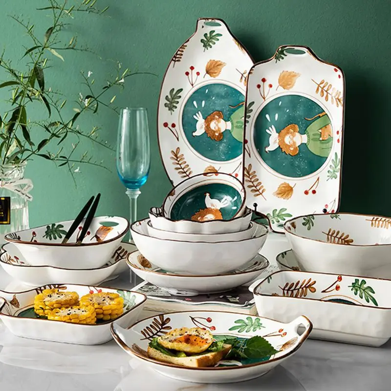 

Color Luxury Homeware Crockery Porcelain Kitchen Dinner Dishes Plate Tableware Ceramic Dinnerware Set Kitchen Plates Set