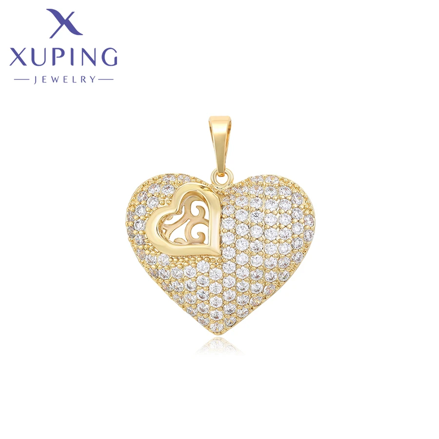 

X000602698 Xuping fashion Heart shape pendant 14K gold color Neutral Synthetic CZ Latest Designs simplicity couple best selling