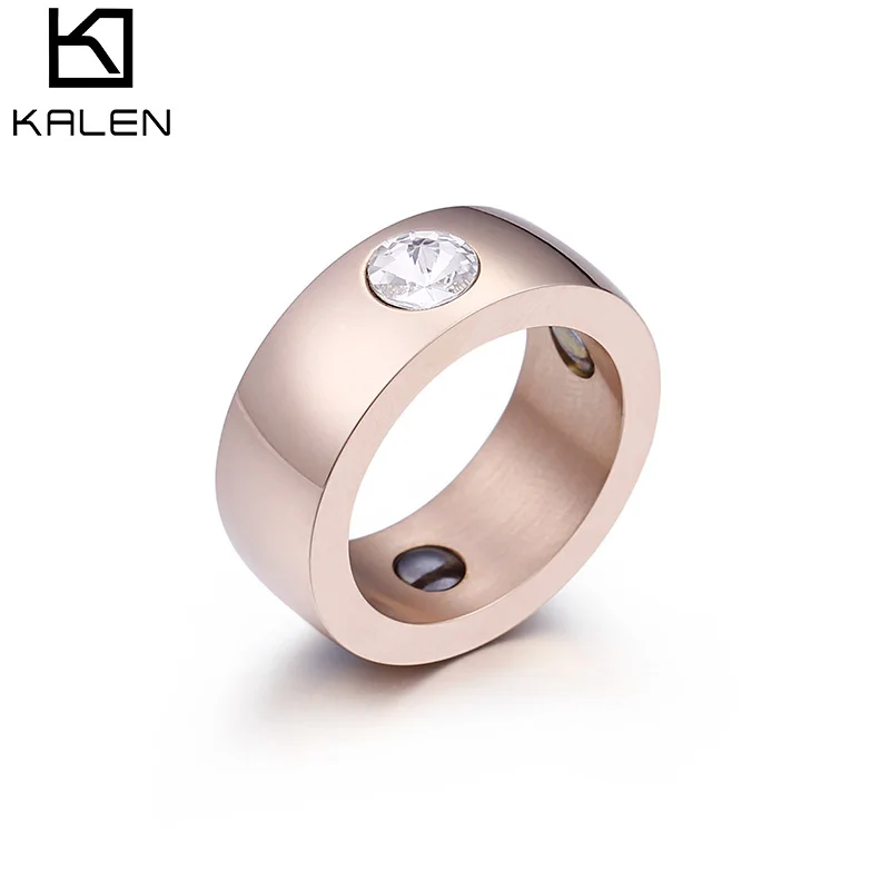 

New Design Stainless Steel Jewelry Womens Zircon Finger Rings, Silver/gold