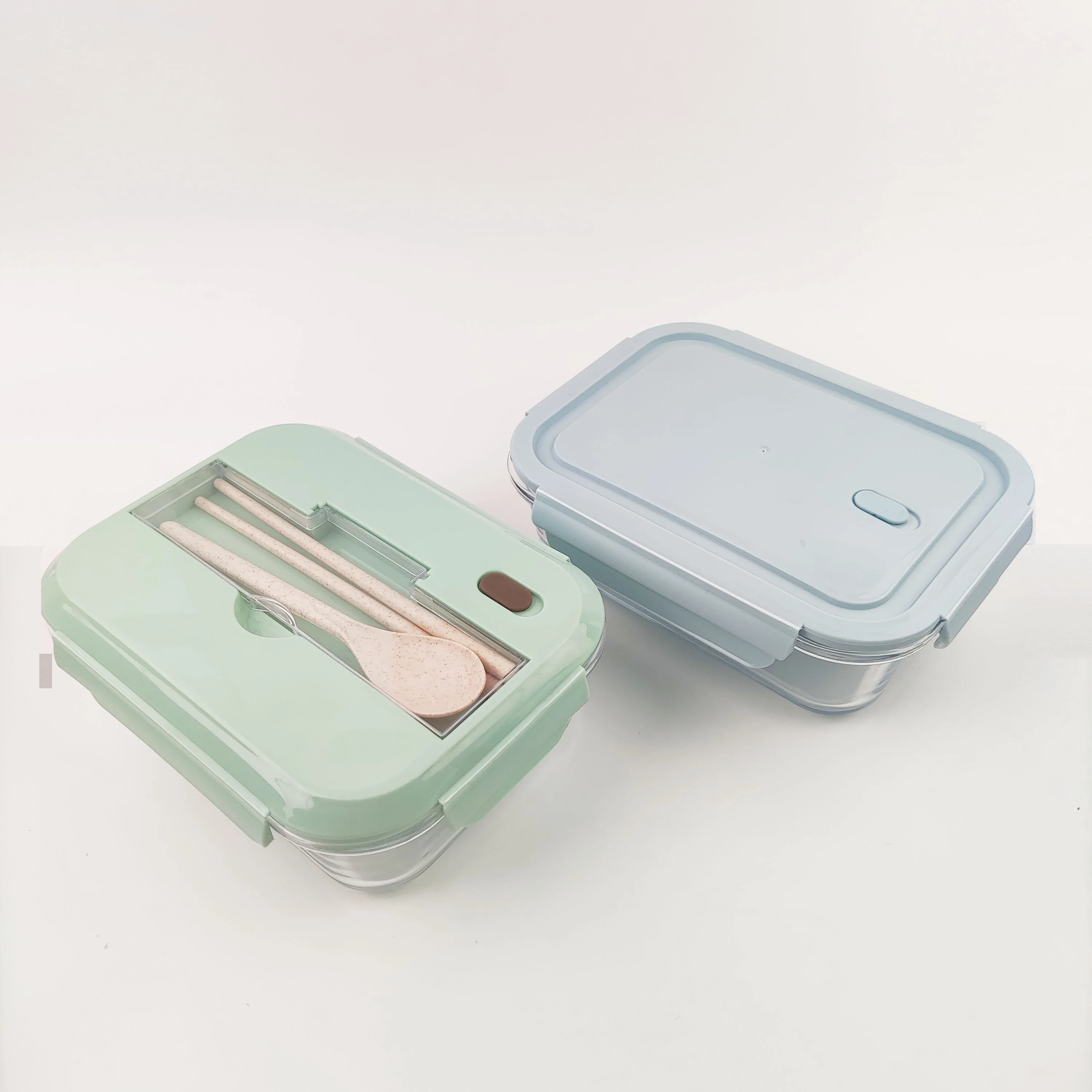 

Ready To Ship Air Tight Meal Prep Storage Glass Storage Food Boxes Kids Bento Lunch Box with Bamboo Lid and Silicon Gask